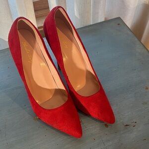 Elegant Red Suede Pumps